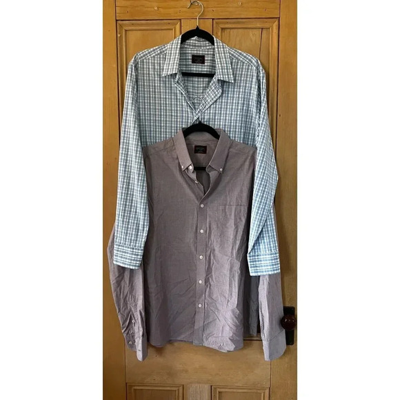 UNTUCKit Mens LOT OF 2 Solid Check Button Up Shirts Sz. Large Purple Blue SP PRE - Picture 1 of 10